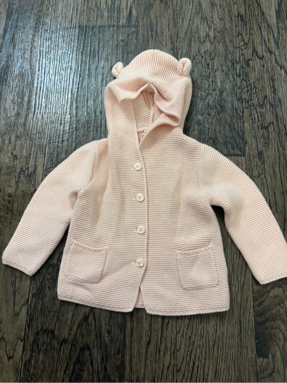 GAP Light Pink Hooded Knit Jacket with Ear Detail
